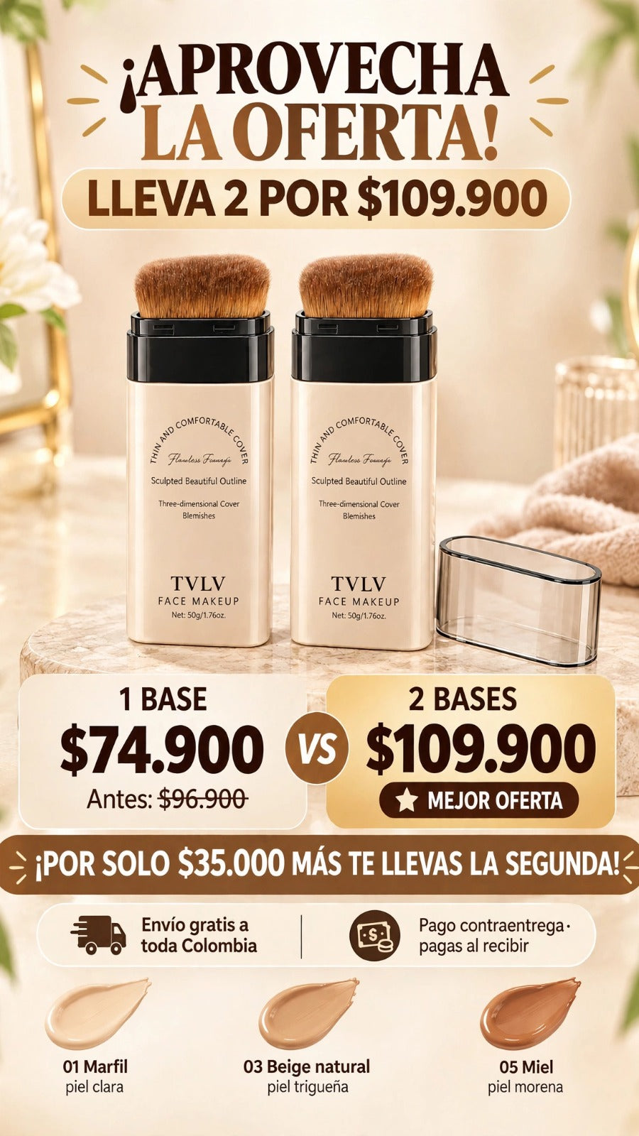Base Coreana TVLV 3 en 1 | 2 por $109.900