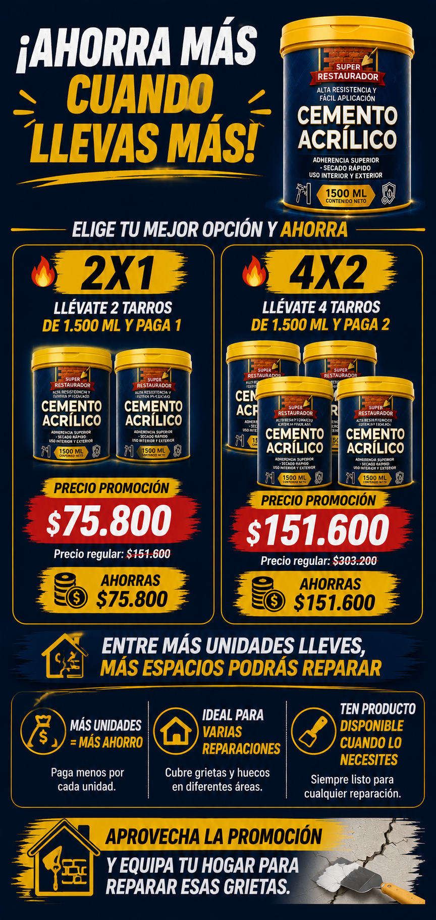 PROMO 2X1 Cemento Acrílico ProBuild