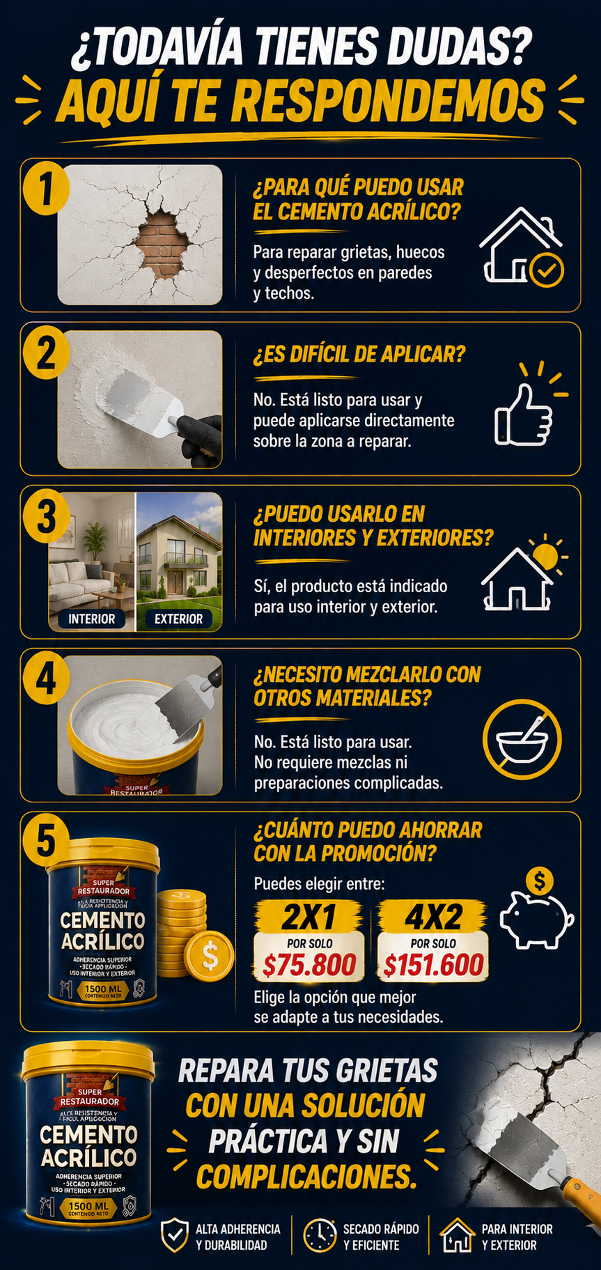 PROMO 2X1 Cemento Acrílico ProBuild