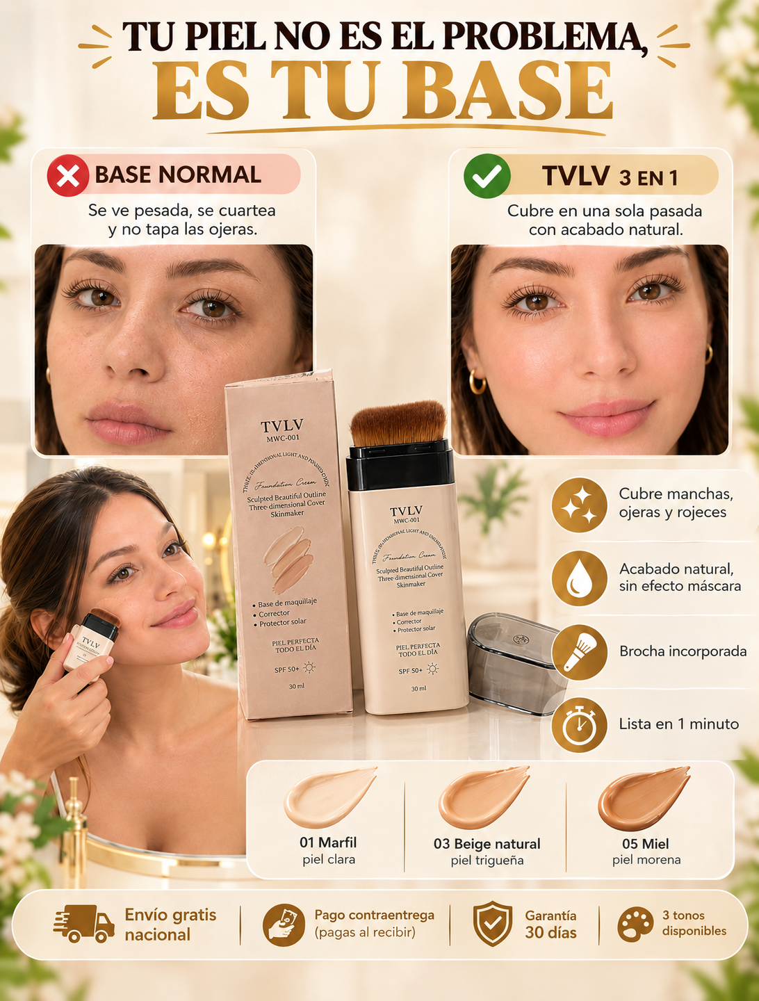 Base Coreana TVLV 3 en 1 | 2 por $109.900
